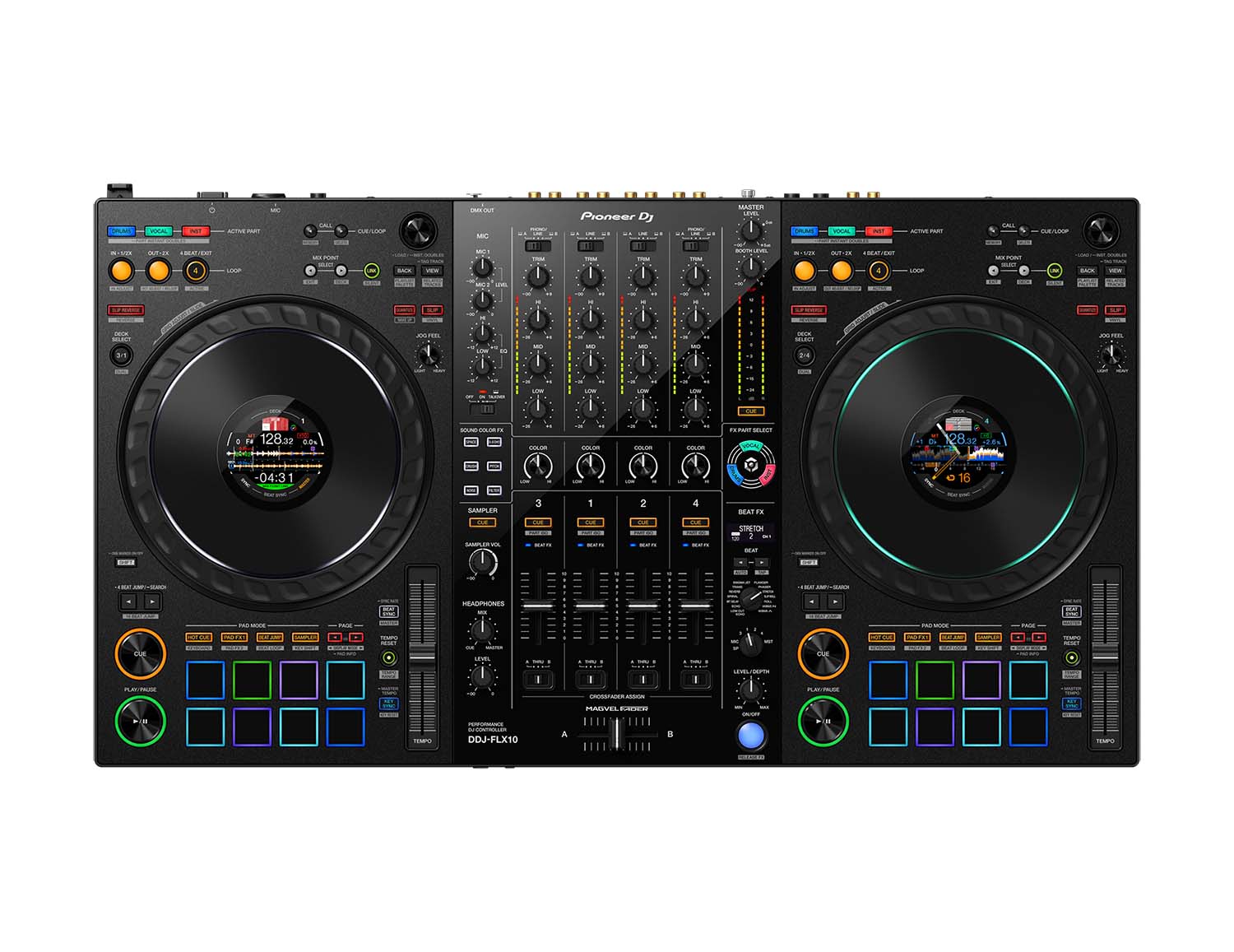 Pioneer DJ DDJ-FLX10 4-Channel Performance DJ Controller for Rekordbox and Serato DJ Pro - Black